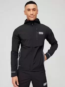 Image of EA7 Emporio Armani Ventus Zip Through Hoodie - Black, Size 2XL, Men