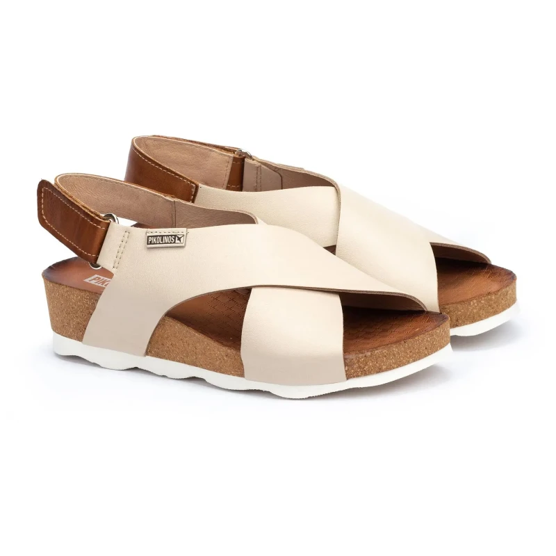 Image of Pikolinos Mahon Leather Womens Hook and loop Sandals - Marfil - Size:UK 4-4.5