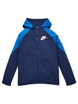 Image of Nike Boys Nsw Mixed Material Full Zip Hoodie, Navy, Size S