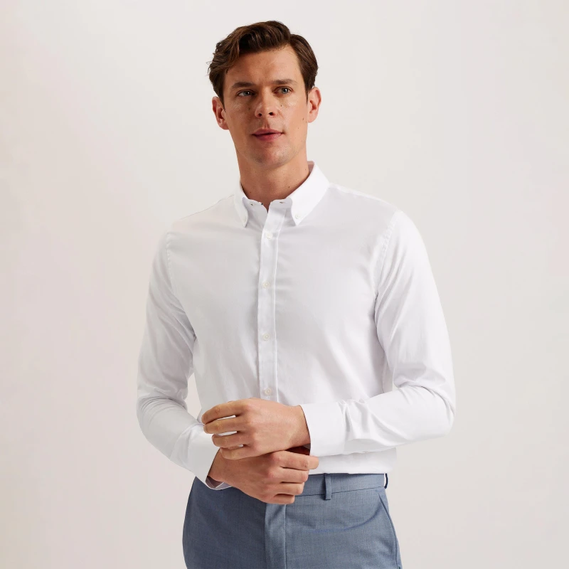 Image of Ted Baker Allardo Regular Premium Oxford Shirt - White White S