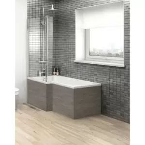 Image of Brown Grey Avola Square Shower End Bath Panel 680mm - OFF579 - Grey - Hudson Reed