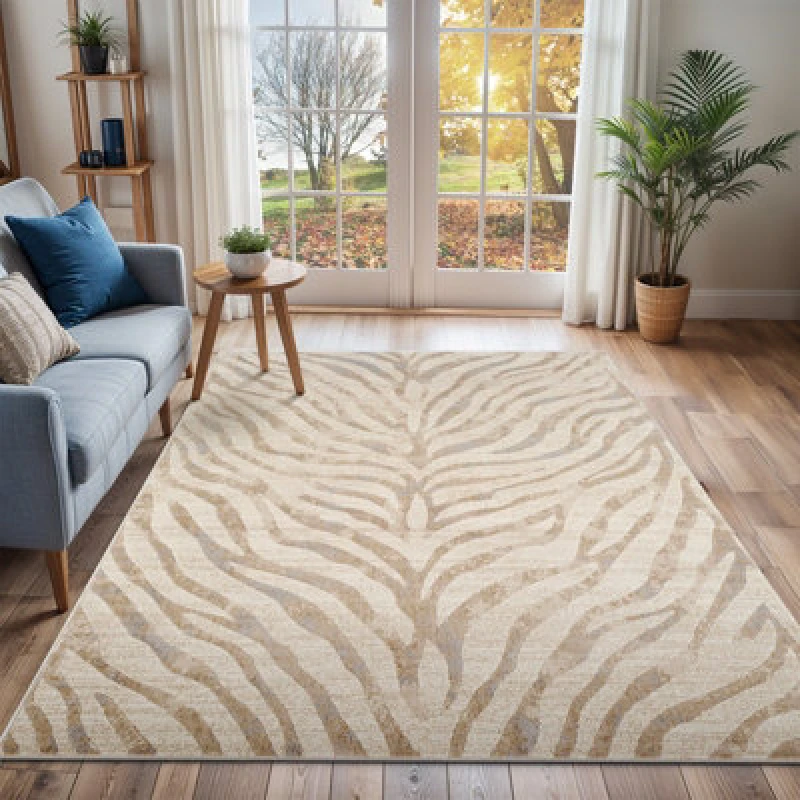 Image of Livabliss Scandi Boho Zebra Light Grey Cybele Area Rug 120 X 170 Cm - Easy Care, Non Shedding, Ideal For Living Room & Bedroom