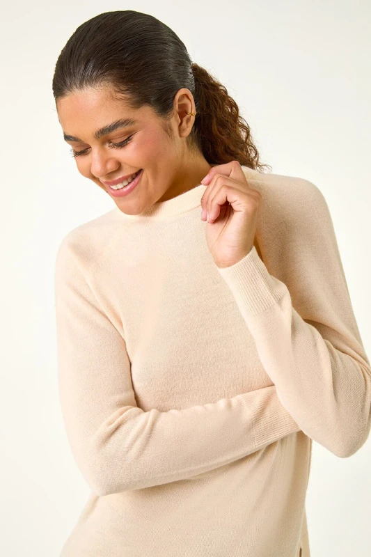 Image of Roman Plain Soft Crew Neck Jumper Natural