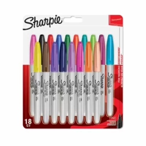 Image of Sharpie Permanent Marker Pens Fine Point Pack of 18