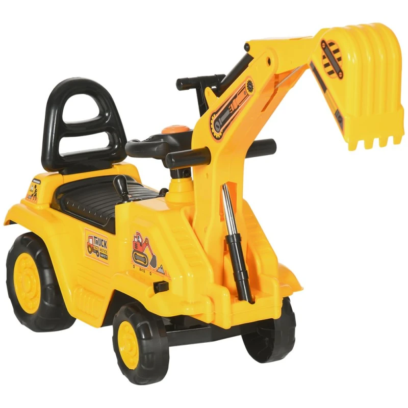 Image of HOMCOM 2 In 1 Kids Ride On Tractor With Bucke, For 1.5-4 Years Old, No Power, Yellow 301-057