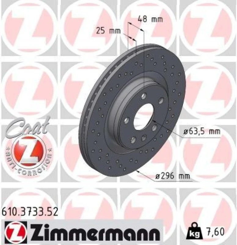 Image of ZIMMERMANN Brake disc ZIMMERMANN 610.3733.52