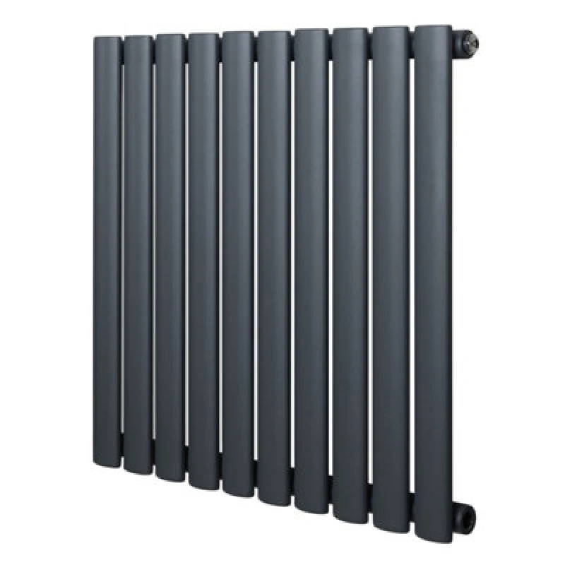 Image of Monstershop Oval Single Column Radiator - 600 x 600mm - Anthracite Grey Grey Unisex