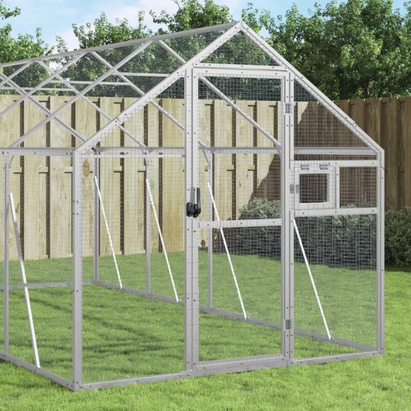 Image of vidaXL Aviary Silver 1.79x4x1.85 m Aluminium, Silver 3155797