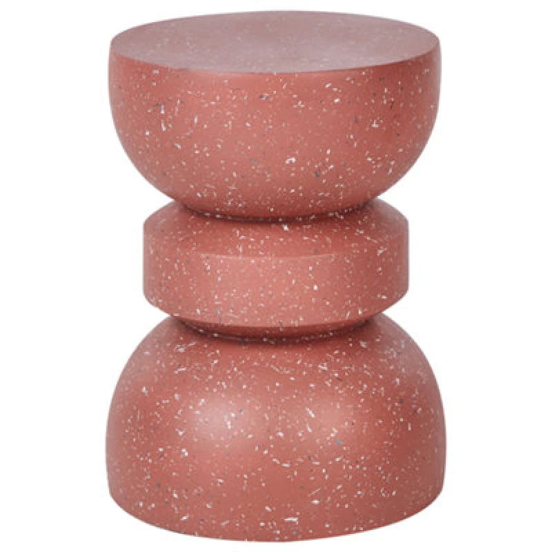Image of Beliani Side Table Faliro 37cm 37cm Red Terrazzo