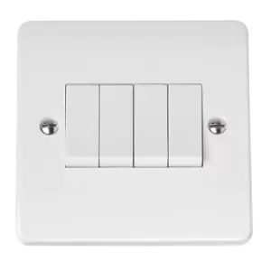 Image of Click Scolmore Mode 10A 4 Gang 2 Way Rocker Switch Polar White - CMA9014