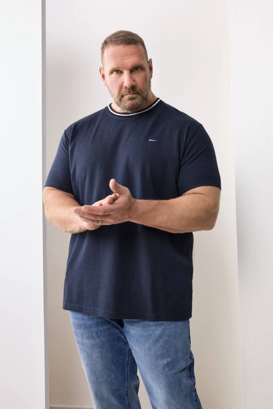 Image of BadRhino Mens Waffle Ringer T-Shirt in Dark Navy Size: 4XL Dark Navy Male 4XL