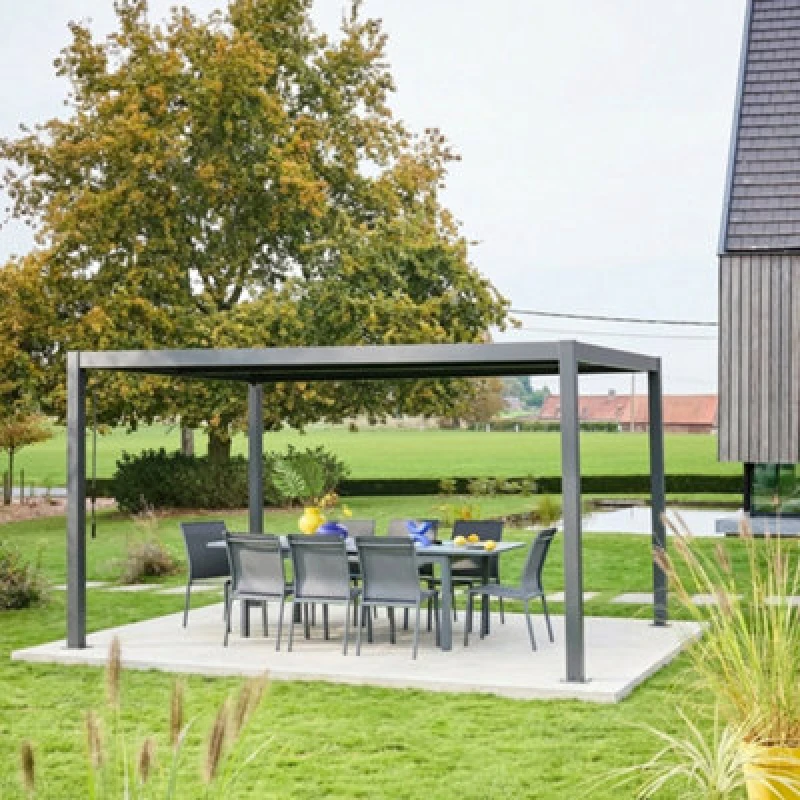Image of sweeek 3x4m Louvered Aluminium Pergola With Adjustable Slats Dark Grey