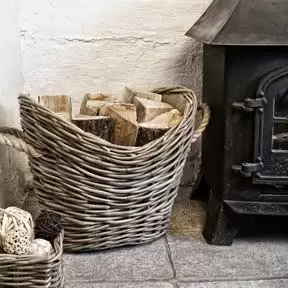 image of Ivyline Wicker Log Basket Oval Lined 55Cm