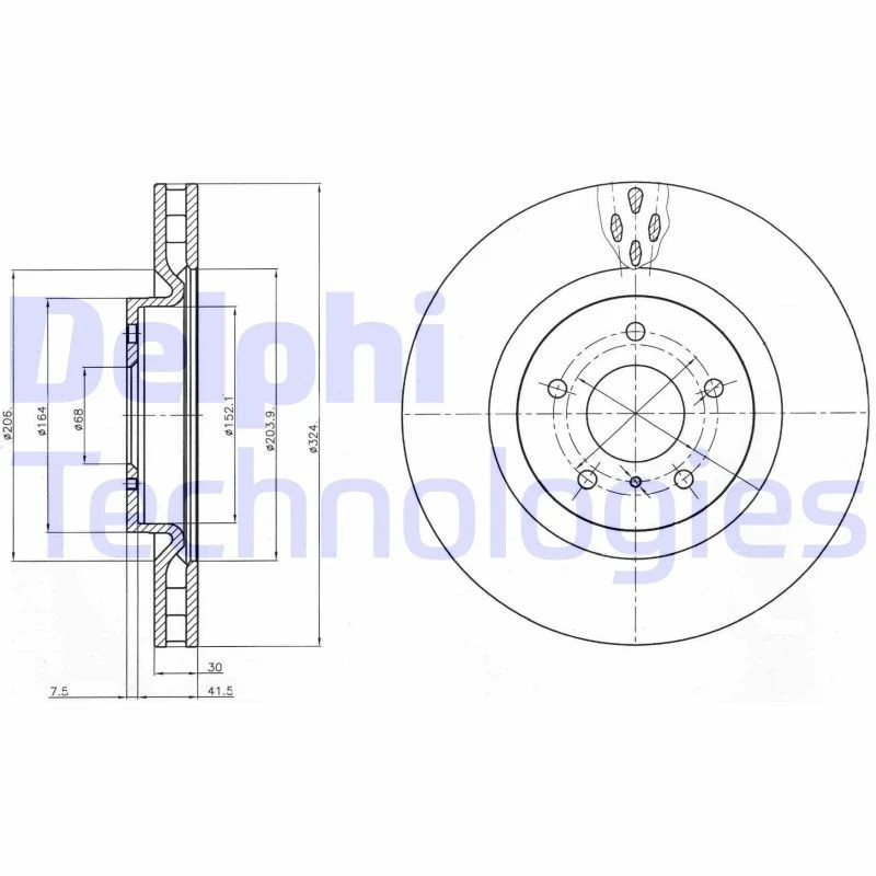 Image of DELPHI Brake disc DELPHI BG4162C