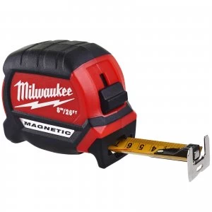 Image of Milwaukee MAG Tape Measure Imperial & Metric 26ft / 8m 27mm