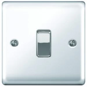 image of Wickes 10A Light Switch 1 Gang 2 Way Polished Chrome Raised Plate