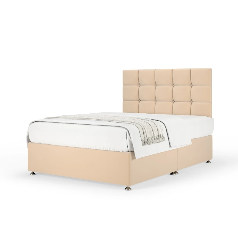 Image of Bedmaster Bedmaster Plush Velvet Divan Base And Square Headboard in Natural Size: Super King Natural Super King Unisex 7867870821271