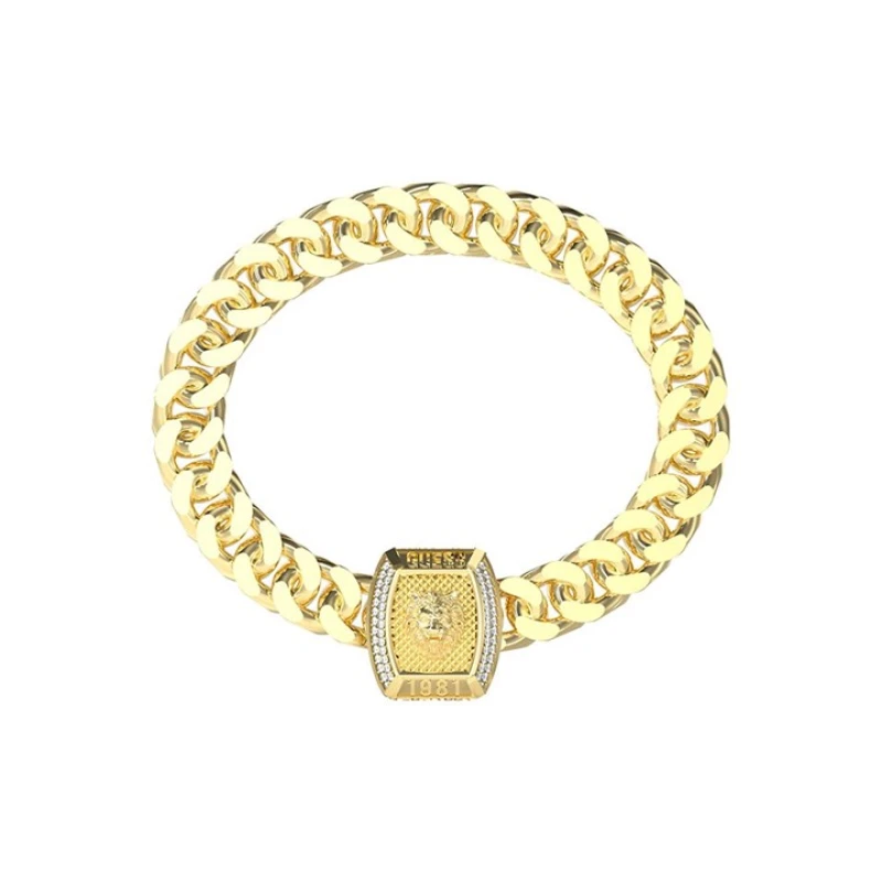 Image of GUESS UMB05005YGL Gold Tone Crystal Lion Bracelet - A9323