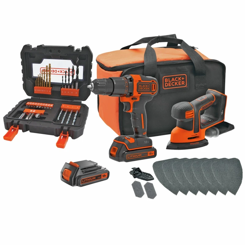 Image of Black + Decker Black + Decker 18V Cordless Hammer Drill & Mouse with Batt