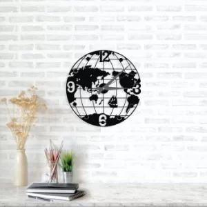 Image of Globe Clock Black Decorative Metal Wall Clock