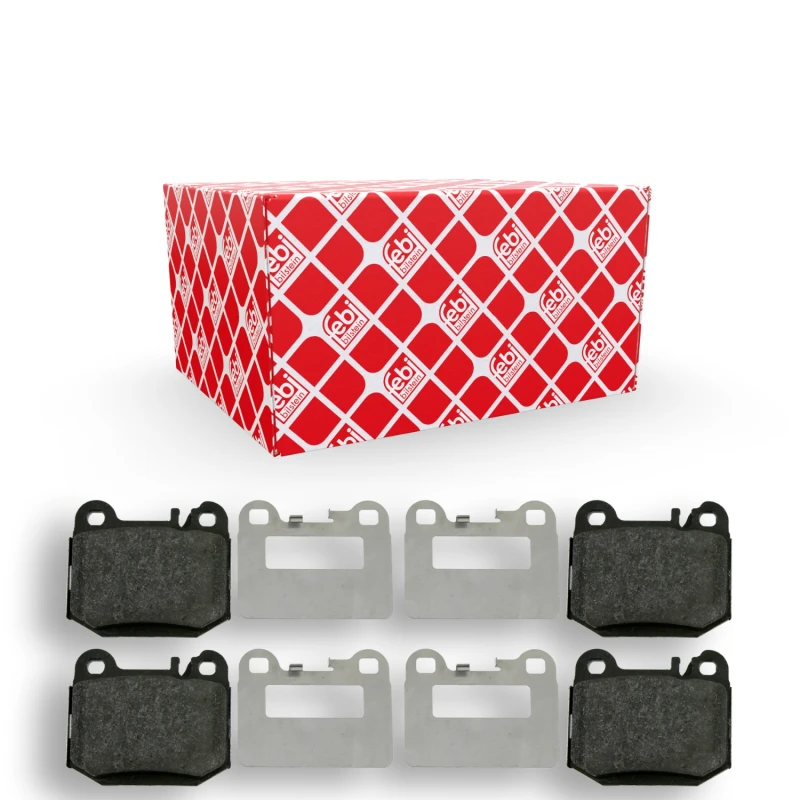 Image of FEBI BILSTEIN 16437 Brake pad set Rear Axle, prepared for wear warning indicator, with fastening material Brake Pad Set,disc brake (402)