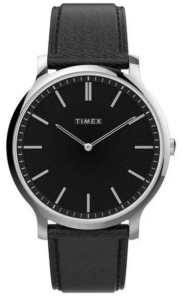 image of Timex TW2V28300 Mens Gallery Black Dial Black Leather Watch