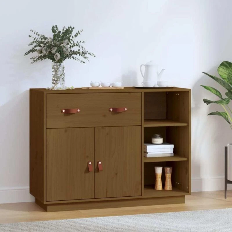 Image of Vidaxl Sideboard Honey Brown 98.5X40X75cm Solid Wood Pine, Brown 820140