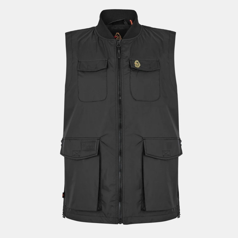 Image of Luke Mens Tech Lightweight Sleeveless Gilet Jet Black male Medium
