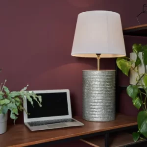 Image of Fleming Metal Barrel Table Lamp with Large White Aspen Shade