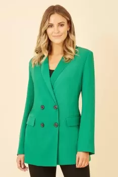 Image of Green Relaxed Blazer With Leopard Lining