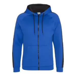 AWDis Just Hoods Mens Contrast Sports Polyester Full Zip Hoodie (3XL) (Royal Blue/Jet Black)