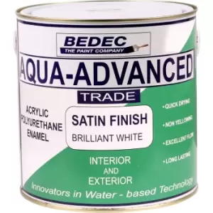 Image of Bedec Aqua Advanced Satin Paint Brilliant 1L in White Acrylic
