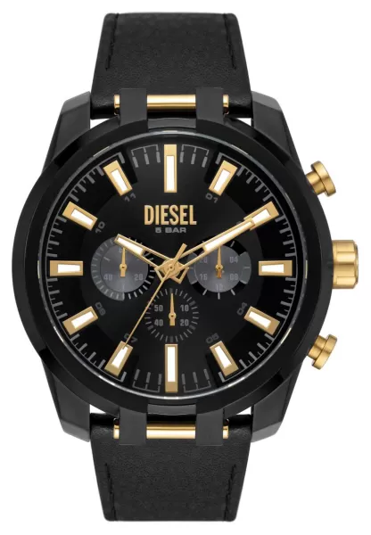 image of Diesel DZ4610 Split Mens Black PVD plated Case Leather Watch