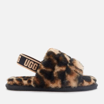 Image of UGG Toddlers Fluff Yeah Slide Panther Print Slippers - Butterscotch - UK 6 Toddler