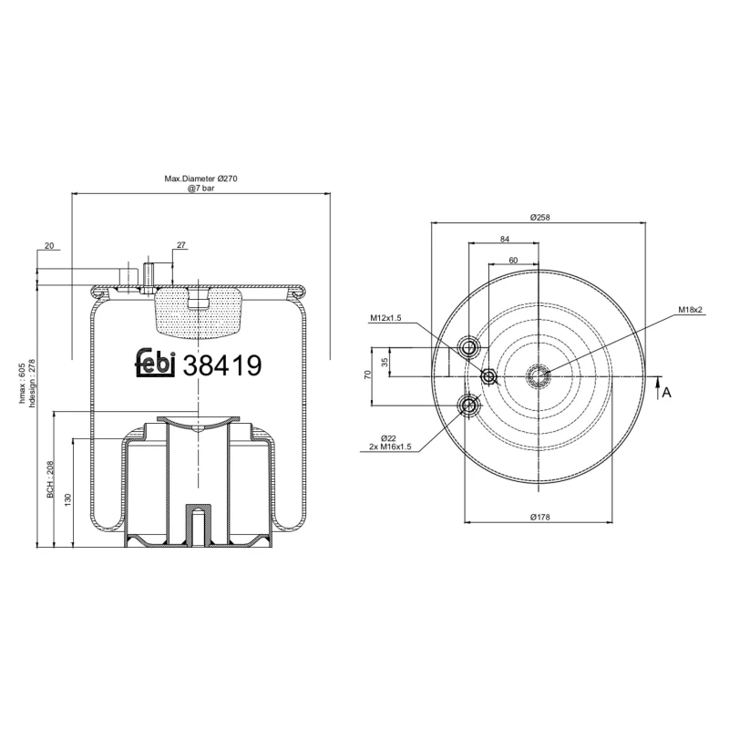 Image of FEBI BILSTEIN 38419 Boot, air suspension Rear Axle Right Boot,air suspension (324)