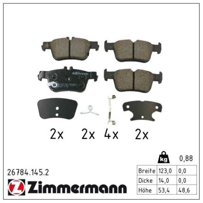 Image of ZIMMERMANN Brake pad set ZIMMERMANN 26784.145.2