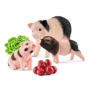 Image of SCHLEICH Farm World Miniature Pig Mother and Piglets Toy Figure Set