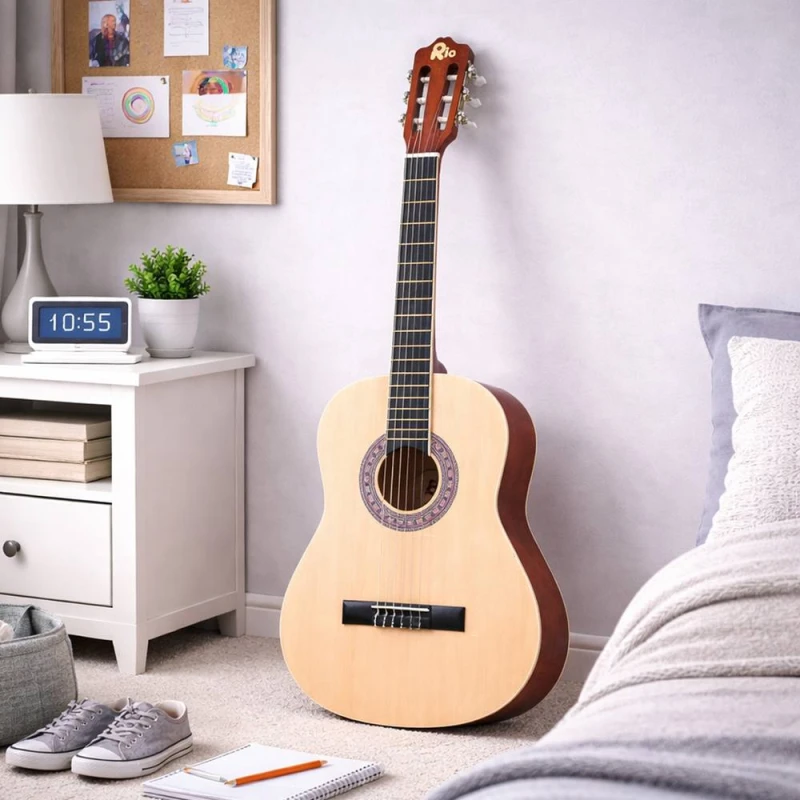 Image of RayGar Rio 3/4 Size 36" Acoustic Guitar & Accessory Package for Beginners in Natural Size: 1 Pack Natural Unisex 1 Pack