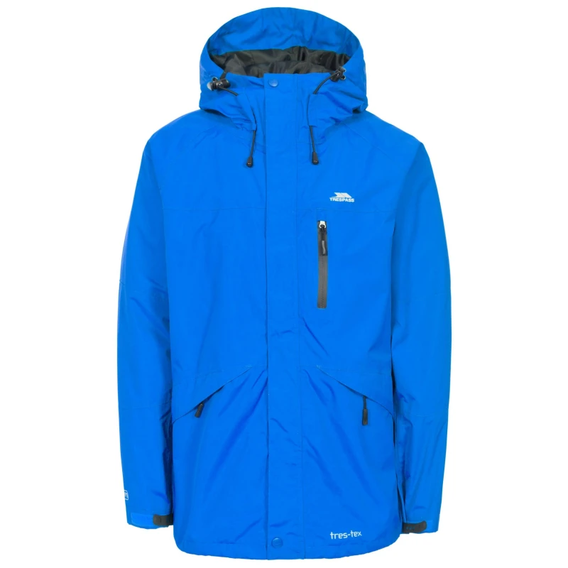 Image of Trespass Trespass Men Corvo Hooded Full Zip Waterproof Jacket Coat in Blue Size: X-Small Blue XS Male 5059000263248