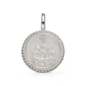 image of Allegory Symbols Silver Lotus Flower Disc Pendant Charm