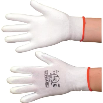 image of Tufflite Palm-side Coated White Gloves - Size 6