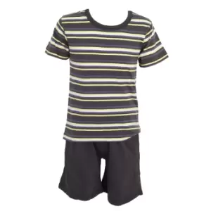 image of Tom Franks Childrens/Kids Jersey Striped Short Pyjama Set (5-6 Years) (Charcoal)