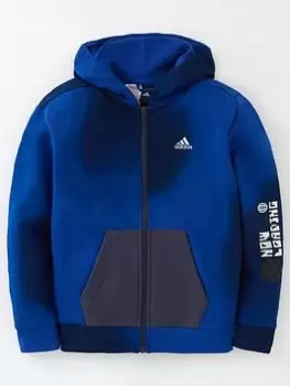 Image of adidas Junior Kids Gaming Zip Through Hoodie - Blue, Dark Blue, Size 11-12 Years, Women