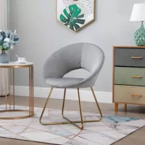 Image of HOMCOM Modern Accent Chairs Velvet Upholstered Armchair with Gold Legs Grey