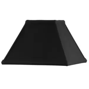 image of 9" Inch Square Tapered Lamp Shade Black Faux Silk Fabric Cover Modern Elegant