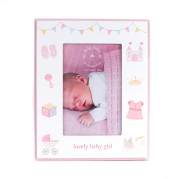 Image of 4" x 6" - Hello Baby Bunting Photo Frame - Baby Girl