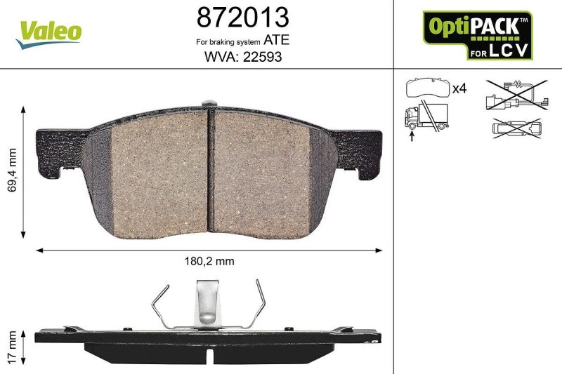 Image of Brake pad set VALEO 872013