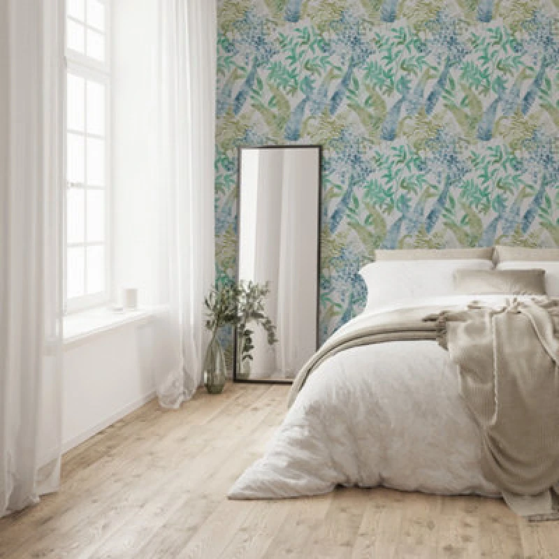 Image of Superfresco Easy Superfresco Easy Temptation Leaves Wallpaper in Blue Size: 10000mm_x_520mm Blue 10000mm_x_520mm Unisex 5011583666342