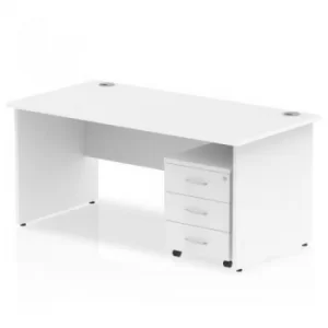 Image of Impulse 1200 Straight Panel End Workstation 500 Three drawer mobile Pedestal Bundle White