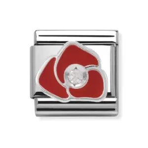 Image of Nomination Classic Silver CZ & Enamel Rose Charm